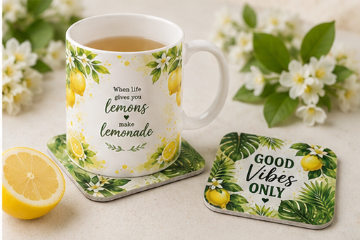 Lemon Drink Coasters Set | 4 Pieces