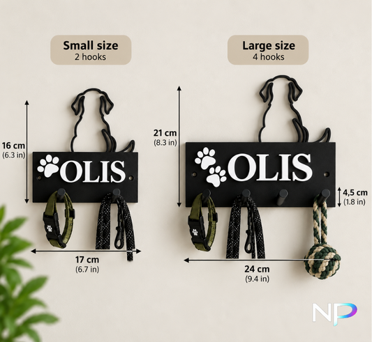 Personalized Dog Leash Holder – Custom Name & Paw Design