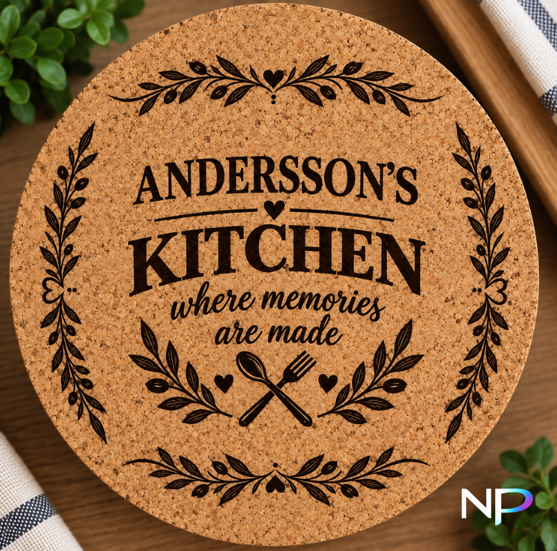 Personalized Engraved Kitchen Trivet – Custom Family Name