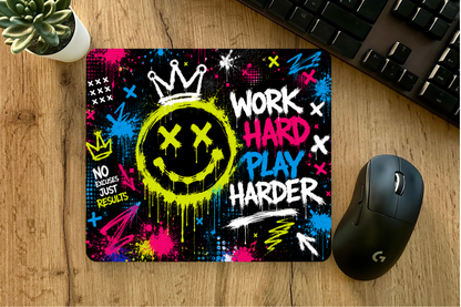 Work Hard Play Harder Graffiti Mouse Pad