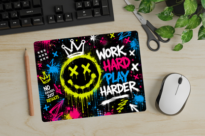 Work Hard Play Harder Graffiti Mouse Pad