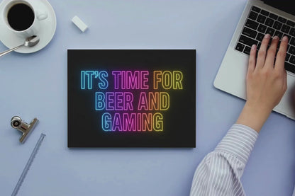 It`s Time for Beer and Gaming- Neon Mouse Pad